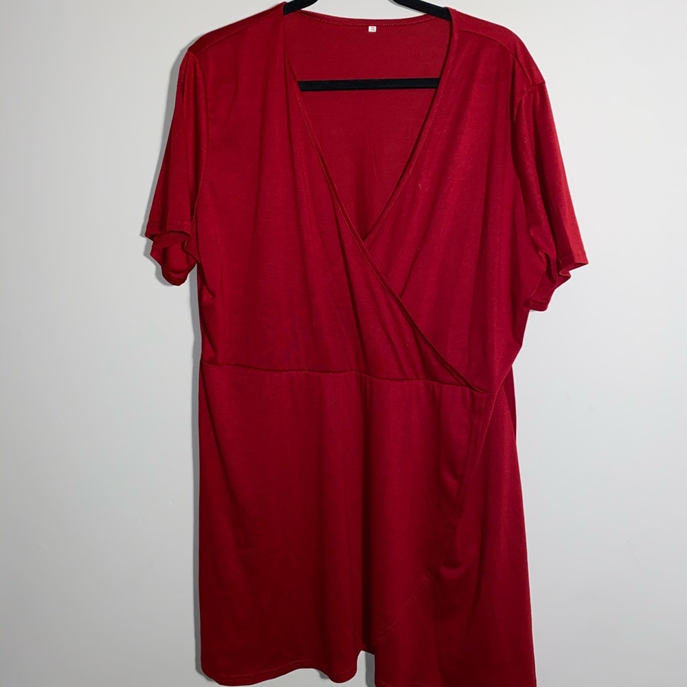 deep red flows dress